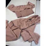 SheIn  XL‎ Two Piece Set Crop Top Wide Leg Pants Ruffle Smocked Pink Casual Photo 9