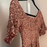 Natural Life Rusty Floral Print Midi Tiered Dress Off The Shoulder Size XS/Small Brown Photo 3