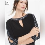 White House | Black Market Black Dress Blouson Split Sleeve with Embellished Trim Photo 5