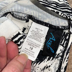 Azul Womens Tropical Ruched Front One Piece Swimsuit Black White Size 18 Photo 4