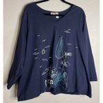 Caribbean Joe  Womens 3X Blue Top Shirt Embellished Embroidered Beach Cottage‎ Photo 0