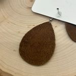 Handmade Genuine Leather Brown Lightweight Teardrop Neutral Minimalist Earrings Photo 3