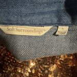 Soft Surroundings  Jacket Chambray Blazer Snap Fringe Hem & Sleeve Size L. B38 Photo 10