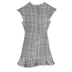 ZARA NWT  Mini Dress Womens S White Red Tweed V-NeckRuffle Hem Old Money Preppy Photo 3