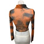 Urban Outfitters Orange Black Poster Print Mesh Button Crop Shirt Blouse Top XS Photo 1