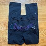 Lululemon  black with purple waistband leggings size 2 Photo 2