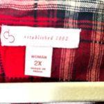 Dress Barn Red Black White Plaid Button Up Top Size 2X Photo 3