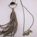Boho Faux Leather Stone Tassel Necklace 21” Photo 3