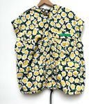 Diane Von Furstenberg Yellow Black Floral Lightweight Sleeveless Hoodie Large Photo 1