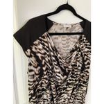 Calvin Klein Women XL Black Brown Animal Print Cowl Neck Tunic Top Photo 3