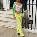 The Kript NWT Royal Wide Leg High Rise Jeans in Avocado Photo 2