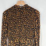 Whistles Classic Leopard Shirred Dress Long Sleeve Mini Mock Fit & Flare Size 6 Brown Size M Photo 12