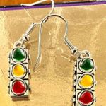 Traffic Light Earrings Signal New Dangle Hooks Stop Wait Go Crossing Gua… Silver Photo 0