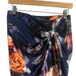 Robert Rodriguez  Navy Floral Print Twist Front Sarong Wrap Skirt Size XS Photo 3