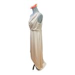 TFNC Bridesmaid satin one shoulder maxi dress with wrap skirt in champagne brown Tan Size 14P Photo 3
