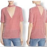 Paige  Pink Velvet Double V Choker Top | Short Sleeve | Size Medium Photo 1
