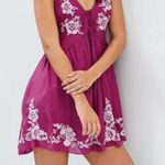 Free People Intimately  Aida Embroidered Violet Tunic Mini Dress size Small $88 Photo 0