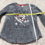 Disney  Christmas Sleigh All Day Mickey Mouse Plush Pullover Long Sleeve Top Gray Photo 2