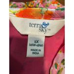 Terra & Sky Terra Sky Floral Print Smocked Neck Long Sleeve Blouse Women's 1X Pink Orange Photo 3