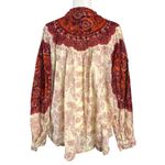 Free People  Western Bohemian Dainty Rose Bud Button Down Oversized Blouse Medium Photo 8