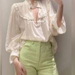 ZARA  GINGHAM STRAIGHT LEG PANTS GREEN SIZE S NEW Photo 3