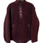 Athleta Women Maroon Snap Button Zip Pockets Sherpa Sweatshirt Jacket Size XS Photo 0