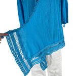 Chico's Linen Blend Tassel Trim Open Front Cardigan Lace Hem Size XLP Photo 4