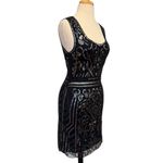 Gianni Bini GB Navy Blue Cocktail Party Mini Dress Sleeveless Sheer Back Sequins Size Medium Photo 1