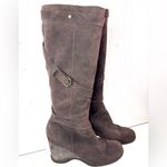 a.n.a . 9 Tall Suede Wedge Heel Zip Boots Chocolate Brown Photo 1