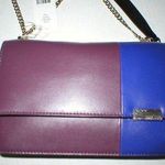 Trina Turk New NWT  Designer Handbag Purple Blue Leather Flap Silver Womens Photo 0