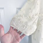 Night Vogue Vintage Ivory Silk Floral Beaded Sheath Dress White Size M Photo 4