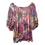 Zac & Rachel Womens 2X Top Colorful Puff Sleeve Ruffle Tropical‎ Lightweight Size XXL Photo 1