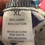 Harvé Benard Harve Benard Linen Cotton Blue & White Floral Button Down Blouse Size XL Photo 3