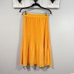 J.Crew Pleated High-Rise Midi Skirt Saffron Yellow Elastic Waist Size 0 NWT Photo 3