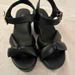 SO Black  Faux Leather Block Heel 3” Sandals Clogs Knot Bow Detail SZ 7 M Padded Photo 9
