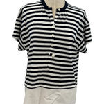 Derek Lam  10 Crosby‎ Tee Boxy Short Sleeve Stripe Layered Navy Blue White Large Photo 0
