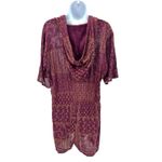 Earthbound Trading Co Romper Hooded Boho Print Burgundy Gold Women's XXL NWT Red Photo 3