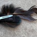 Vintage Peacock Feather & Rhinestone Women’s Hair Clip 5” NWOT Western Green Photo 3