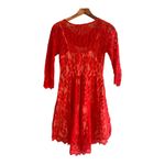 Free People Red Mesh Floral Lace Overlay Dress Size 4 Photo 5