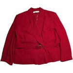 Evan Picone Vtg 1980s  Red Double Breasted Belted Classic Blazer Jacket 20W Photo 0