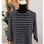 Talbots  Women Shift Strip dress Size L 3/4 Sleeve 1/4 Zipper Back Collared Photo 2