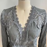 POL Boho Lace Long Sleeve Dyed Blue/Gray High/Low Tunic Top- Size Medium-NWOT Photo 1