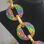 Chunky Colorful Acrylic Chain Link Necklace Gold Photo 3