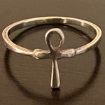 .925 Sterling Silver Ankh Ring | Delicate Egyptian Symbol | Spiritual | Size Photo 0