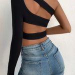 One Shoulder Crop Tee Black Size M Photo 1