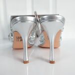 Azalea Wang Kaylin Silver Faux Vegan Leather Strappy Ankle Wrap Stiletto Heels Size 10 Photo 9