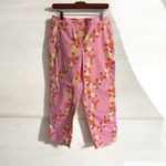 Lilly Pulitzer Mizner Pink Lei-O Back Floral Capri Pants Size 6 White Label Photo 1