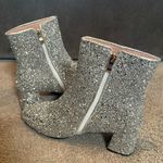 Women’s Silver Glitter Covered Chunky Heeled Party Boots Zipper Size 10.5 NEW Silver Photo 4