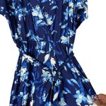 Venus Blue Floral Print Cold Shoulder V Neck Tie Waist Jumpsuit Large Photo 7