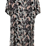 Anthropologie Maeve  Green Black Pink Floral Button Down Shirt Dress Top Womens S Photo 0